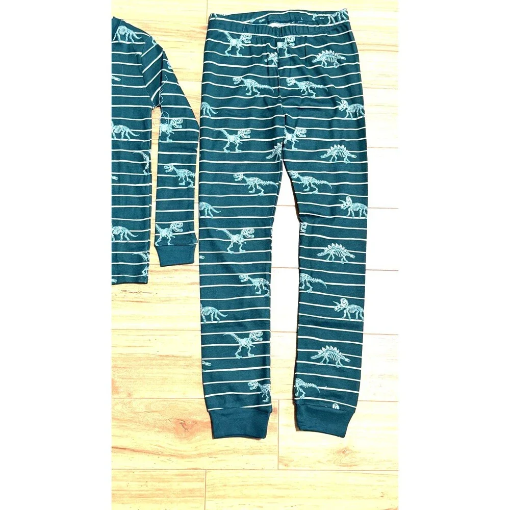 NWOT Member's Mark Sz 8 Organic Cotton 2pc Snug Fit Pajama Set Dino Dinosaurs